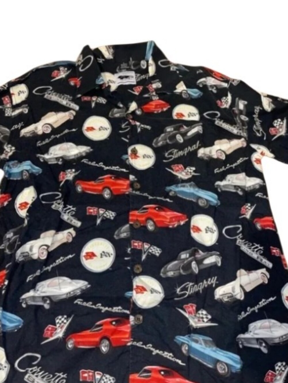 David Carey Originals Multicolor Corvette Graphic Short Sleeve Button-Up Shirt